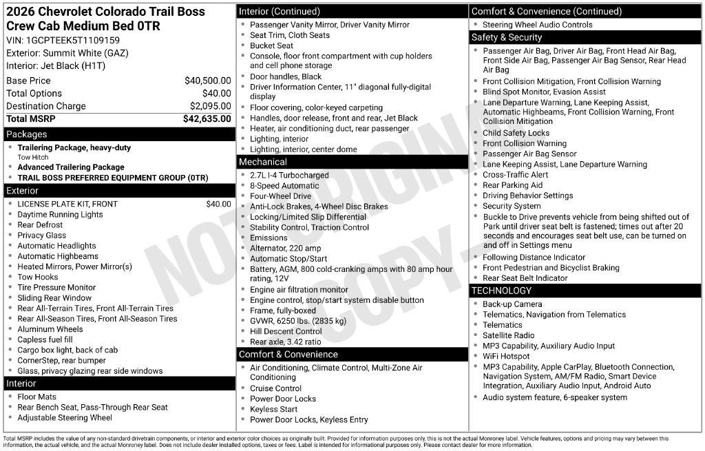 2026 Chevrolet Colorado Trail Boss