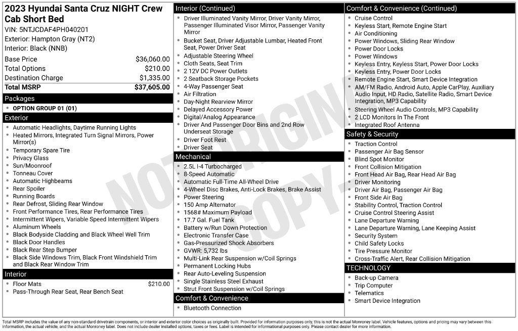 2023 Hyundai Santa Cruz NIGHT