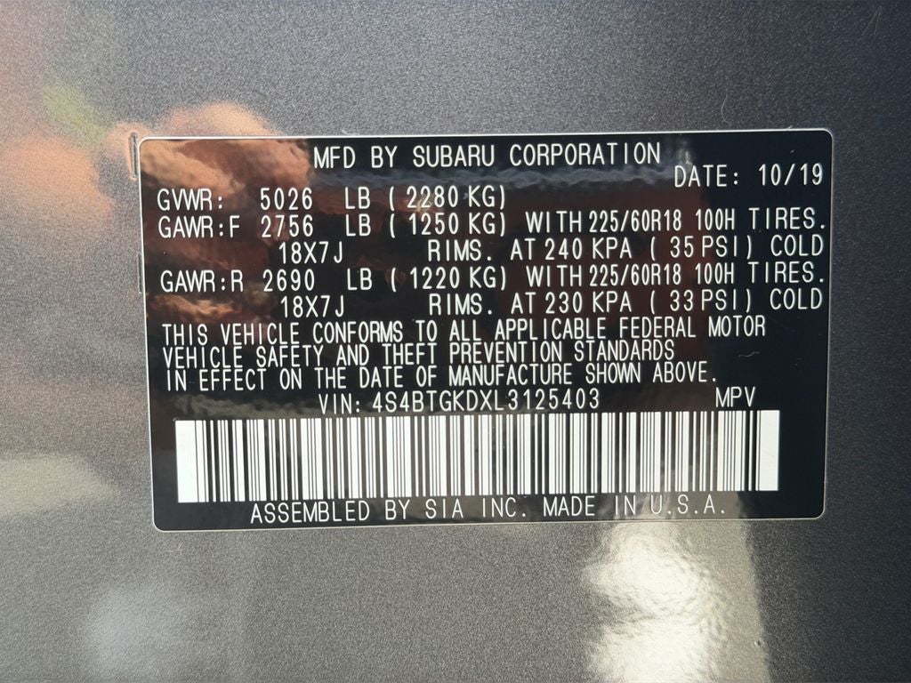 2020 Subaru Outback Onyx Edition XT