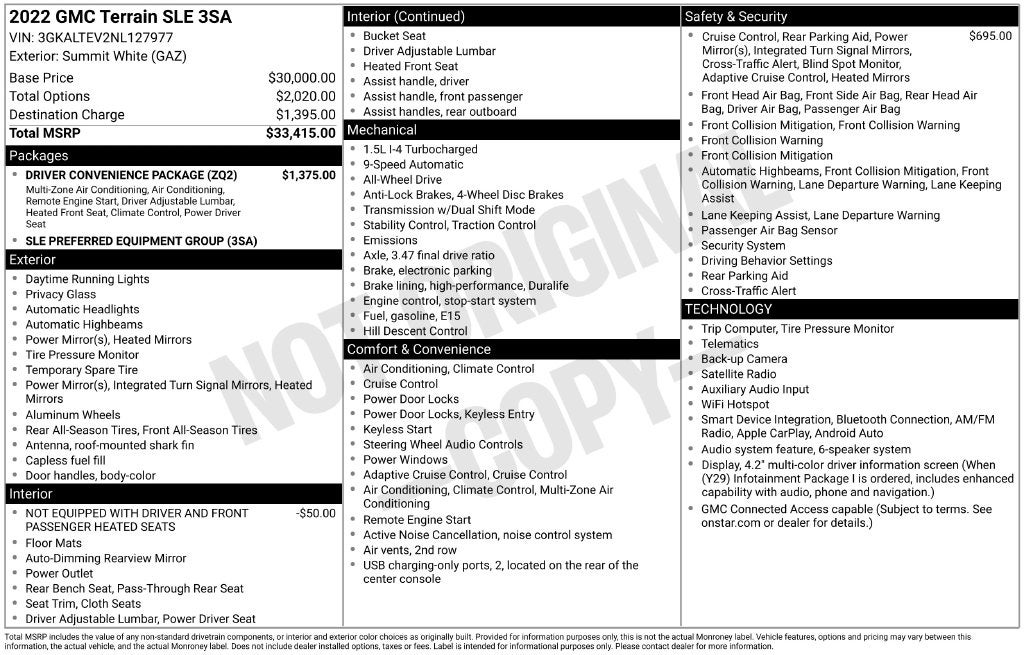 2022 GMC Terrain SLE