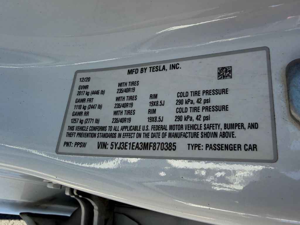 2021 Tesla Model 3 Standard Range Plus