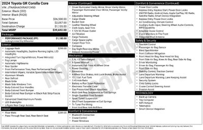 2024 Toyota GR Corolla Core