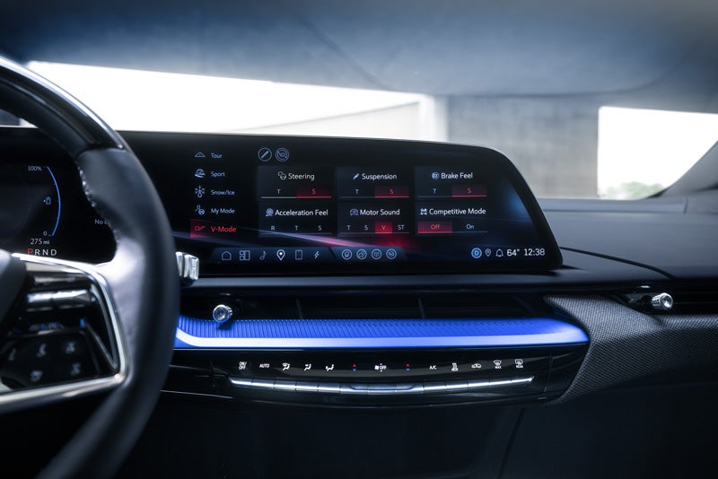 The 2026 OPTIQ-V Display Screen Displaying the V-Mode Settings | Titus-Will Cadillac in Olympia WA