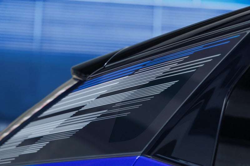 Close-up of the Modern Pattern on the 2026 OPTIQ-V Rear Quarter Glass | Titus-Will Cadillac in Olympia WA